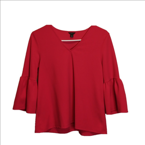 Ann Taylor 3/4 Bell Sleeve Vneck Pullover Blouse Size SP Excellent Condi…